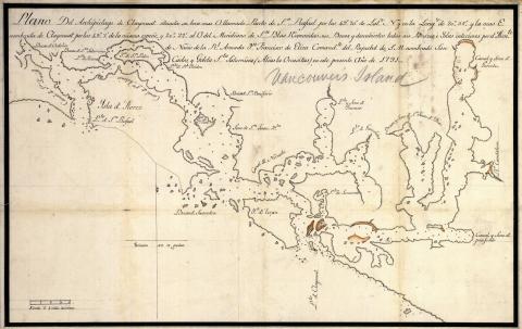 Chart of Clayoquot Sound made by Francisco de Eliza in 1791